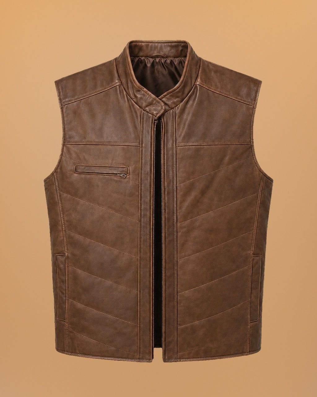 SIERRA - Chaleco cafe oscuro - 1-frontal-apose