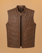 SIERRA - Chaleco cafe oscuro - 1-frontal-apose