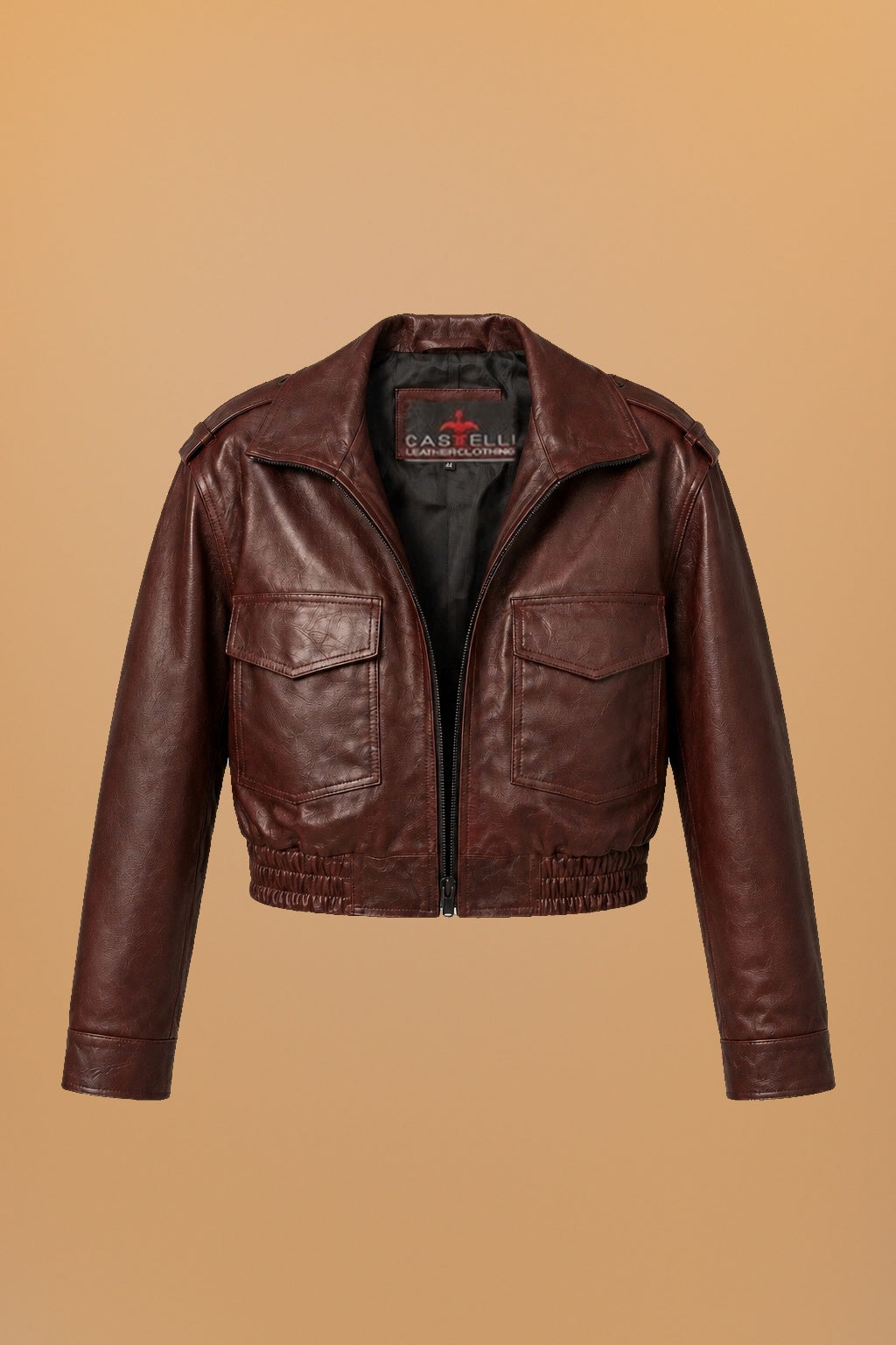 KANPEKI - Chamarra bomber corta vino - 1-frontal-apose