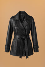 PACIFICA - Trench negro con cinturon - 1-frontal-apose