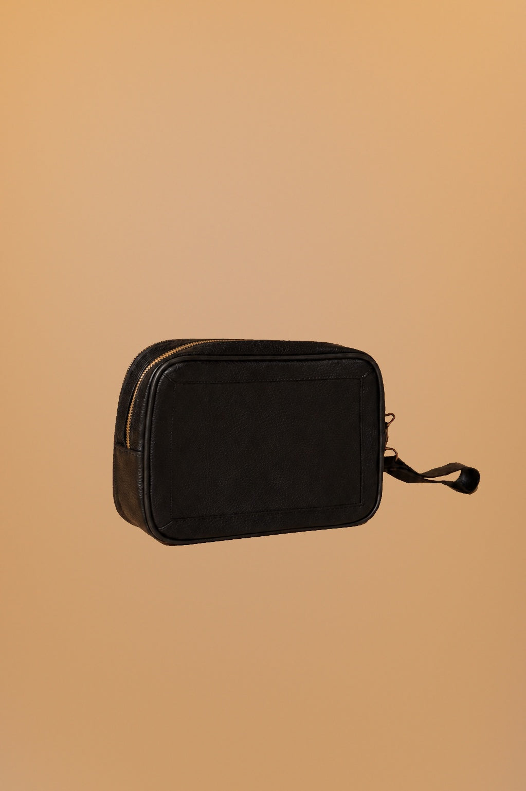 Neceser de piel negro texturizado - 1-frontal