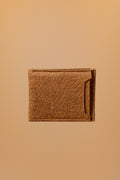 Cartera bifold de piel cafe texturizada - 1-vista