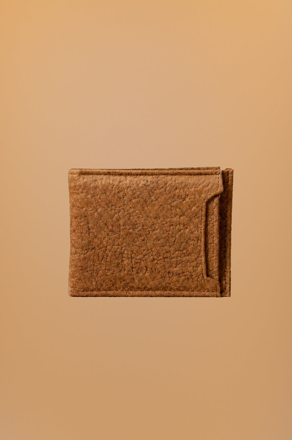 Cartera bifold de piel cafe texturizada - 1-vista