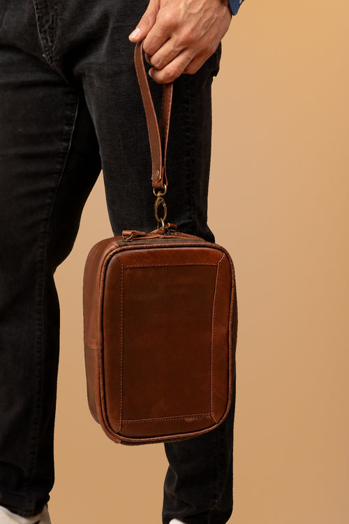 Cartera de mano de piel cognac - 2-modelo