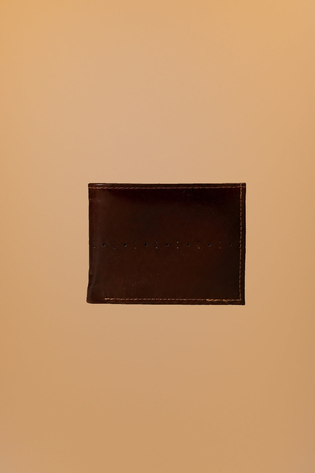 Cartera de piel cafe oscuro perforada - 2-vista
