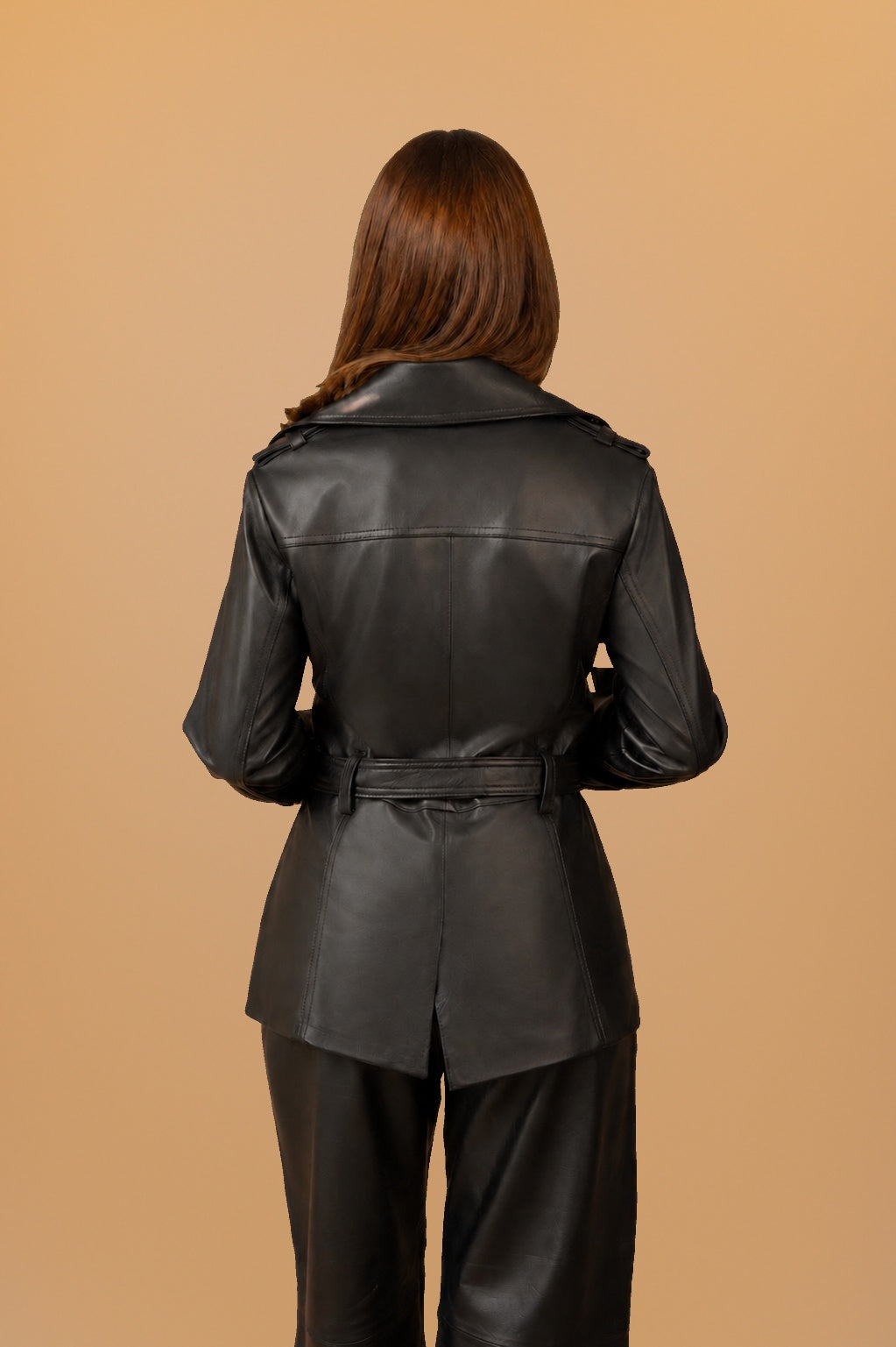 PACIFICA - Trench negro con cinturon - 3-espalda