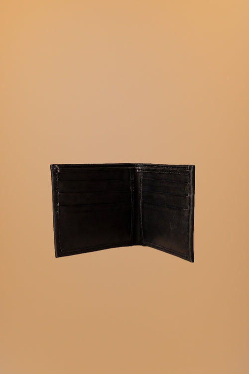 Cartera bifold de piel negra - 3-vista