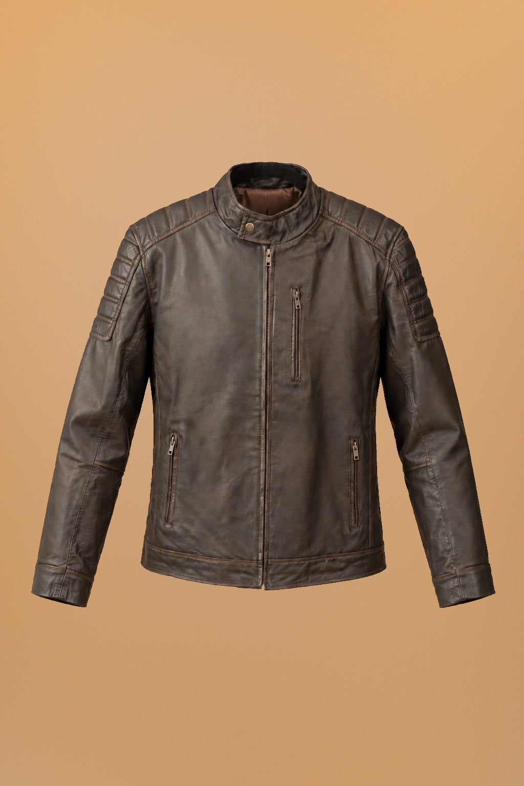 HORIZON - Chamarra motociclista cafe oscuro - producto corregida