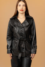 PACIFICA - Trench negro con cinturon - relaxed oversize fit